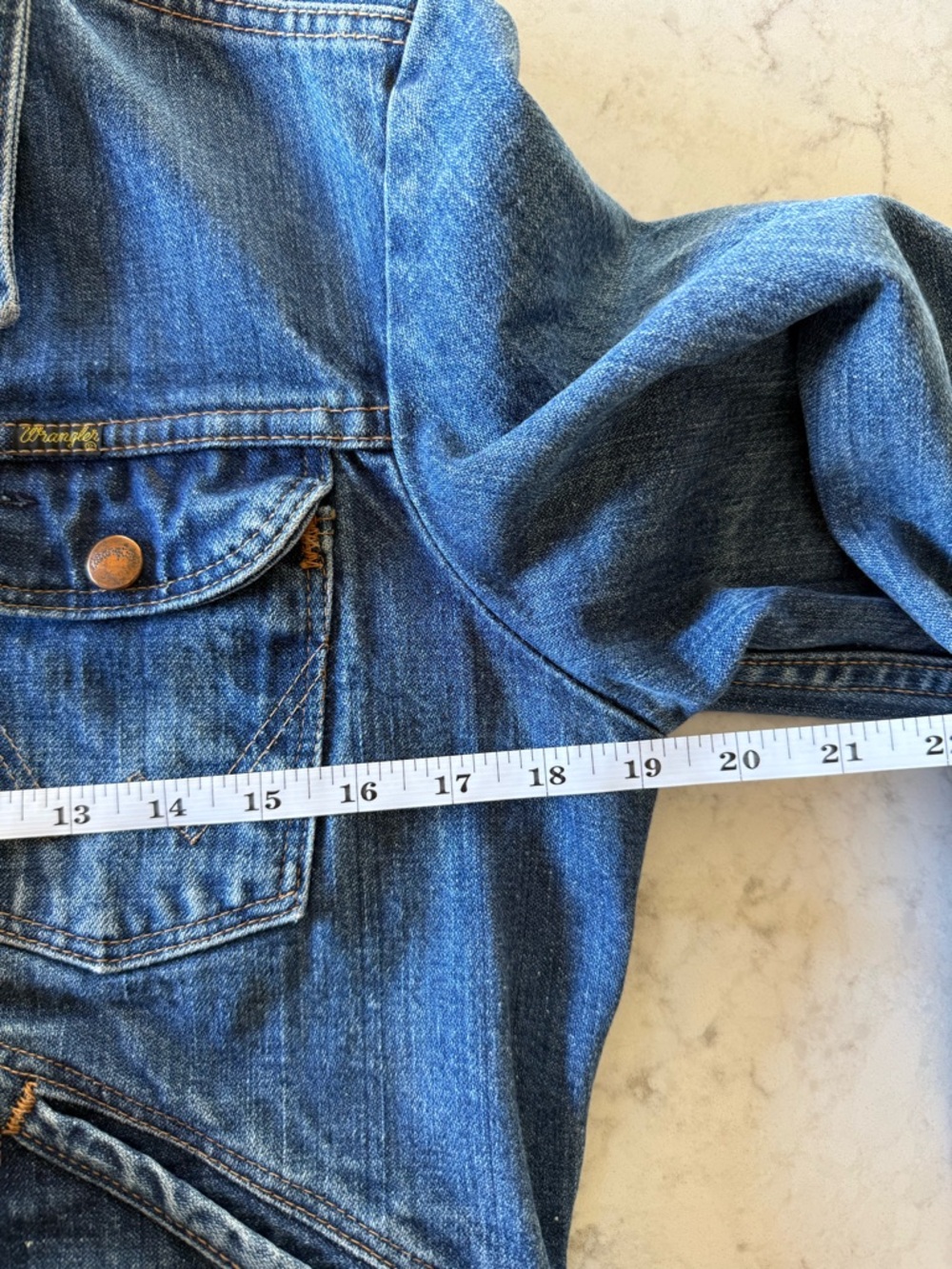 WRANGLER Vintage Women’s Blue Denim Trucker Jacket S/M - Picture 11 of 15